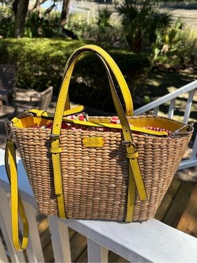 Frances Valentine 🌿RARE 🌼 Small Woven Tote in Yellow
